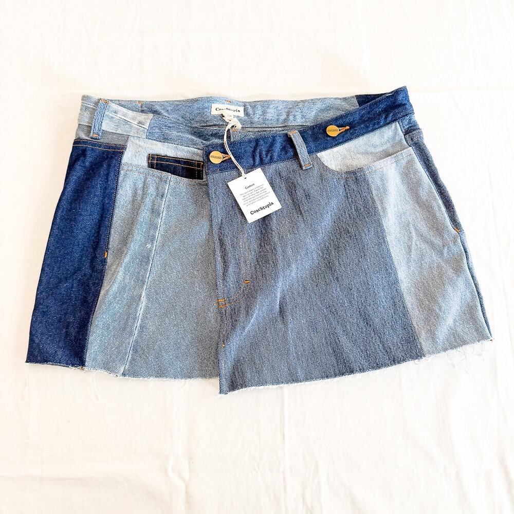 Coach Coachtopia Patchwork Denim Mini Wrap Skirt Size 34 NWT $219